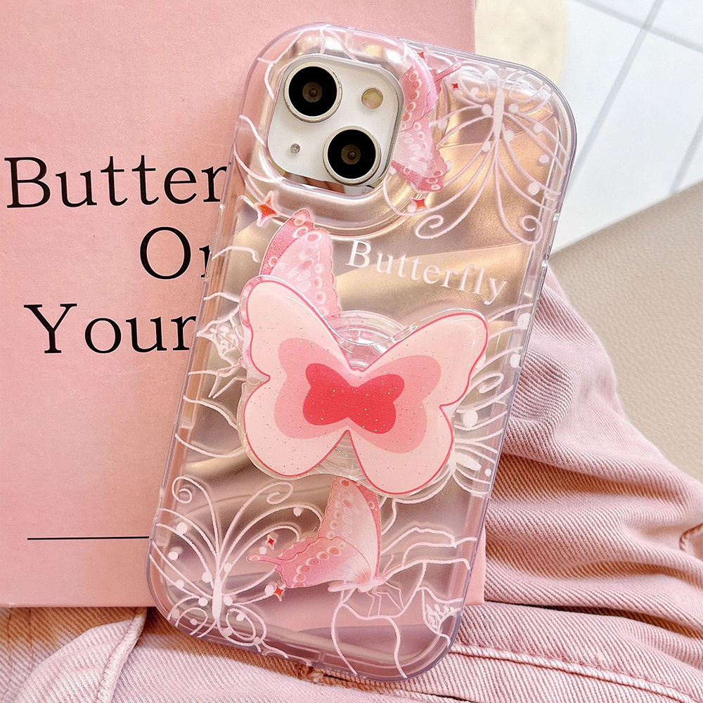 New phone cases luxury design Butter fly Phone socket kit Glitter Shockproof Girls For iPhone 14 13 12 11 Pro Max Phone Case