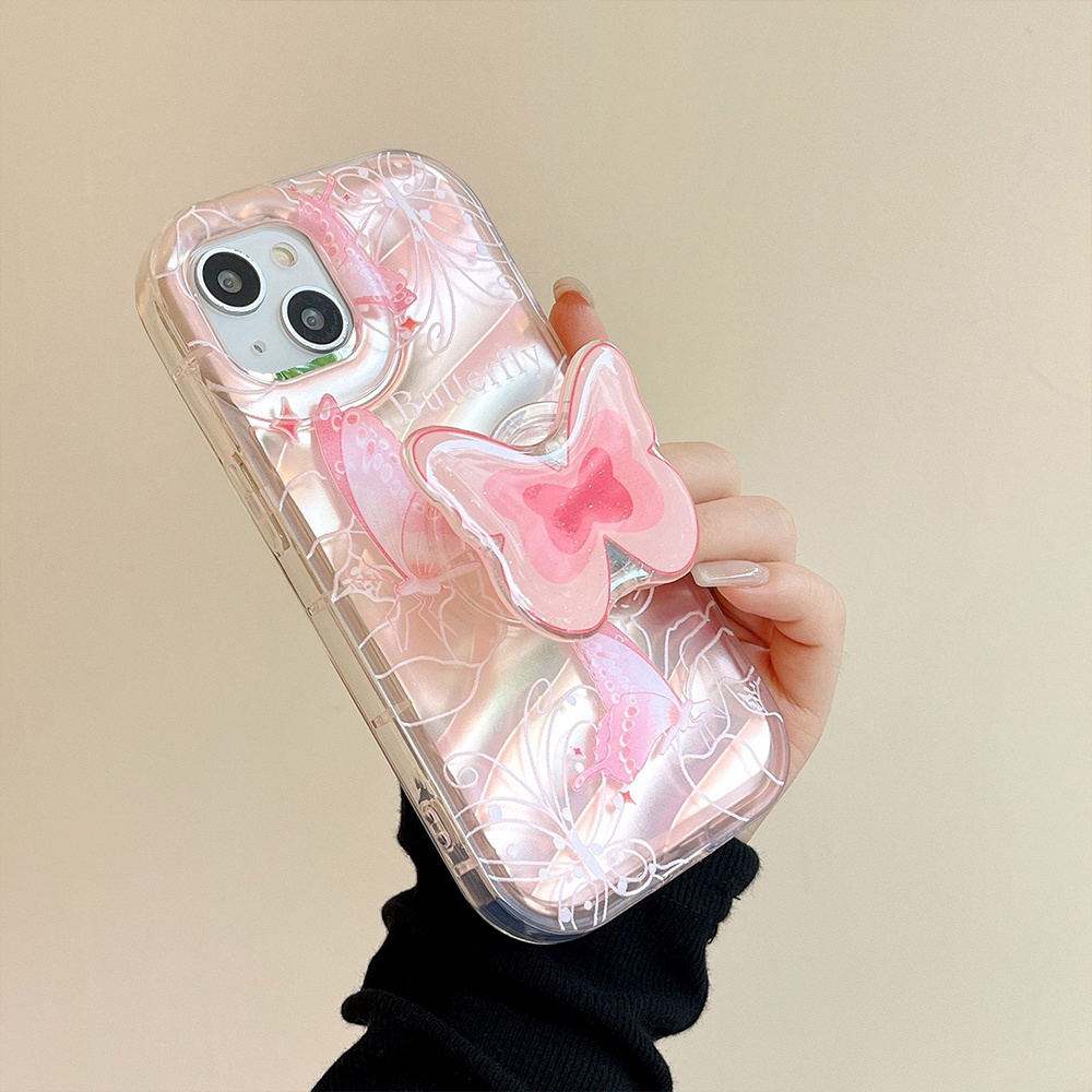 New phone cases luxury design Butter fly Phone socket kit Glitter Shockproof Girls For iPhone 14 13 12 11 Pro Max Phone Case