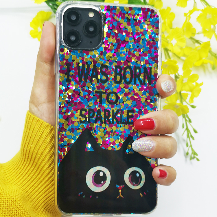 Custom Luxury New Fashion Bling Cute Cat Glitter Mobile Phone Case for iPhone 14 Pro Max 13 12 11 Pro 7 8 Plus SE