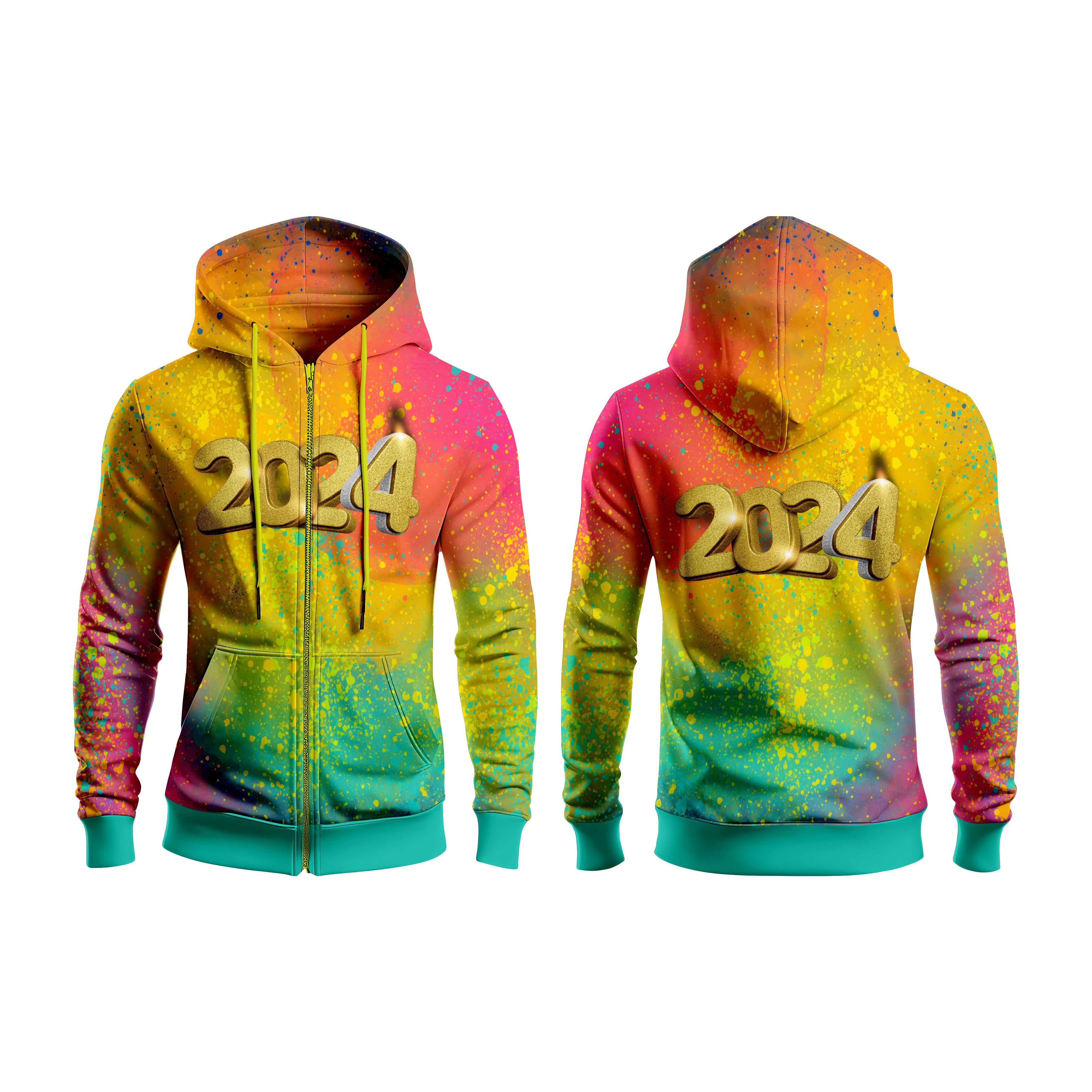 Wholesale Custom Happy New Year Printed Men Hoodie Tapestry Hoodie Fashion Sweater Pattern Design 3D Printing Pullover Hoodie