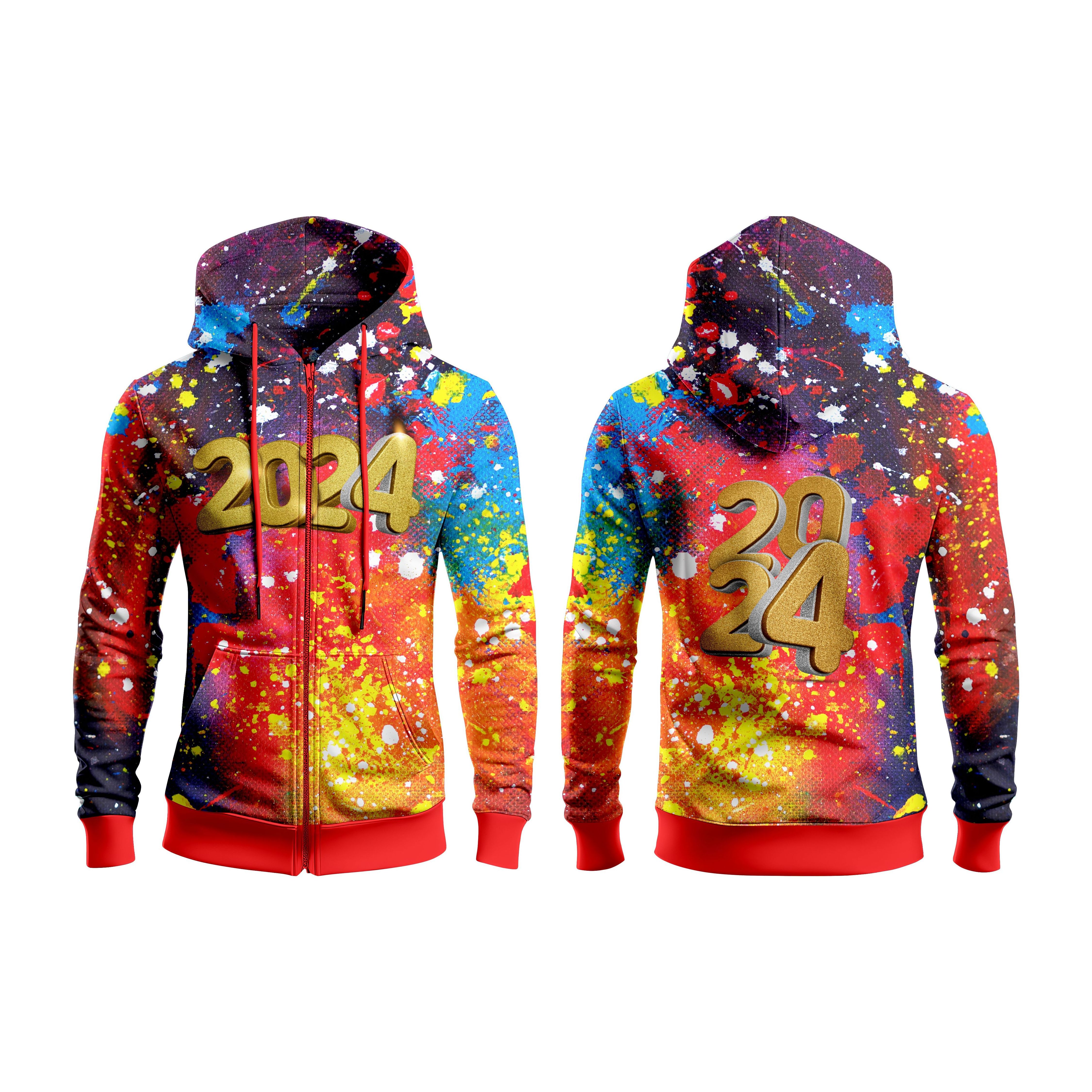 Wholesale Custom Happy New Year Printed Men Hoodie Tapestry Hoodie Fashion Sweater Pattern Design 3D Printing Pullover Hoodie