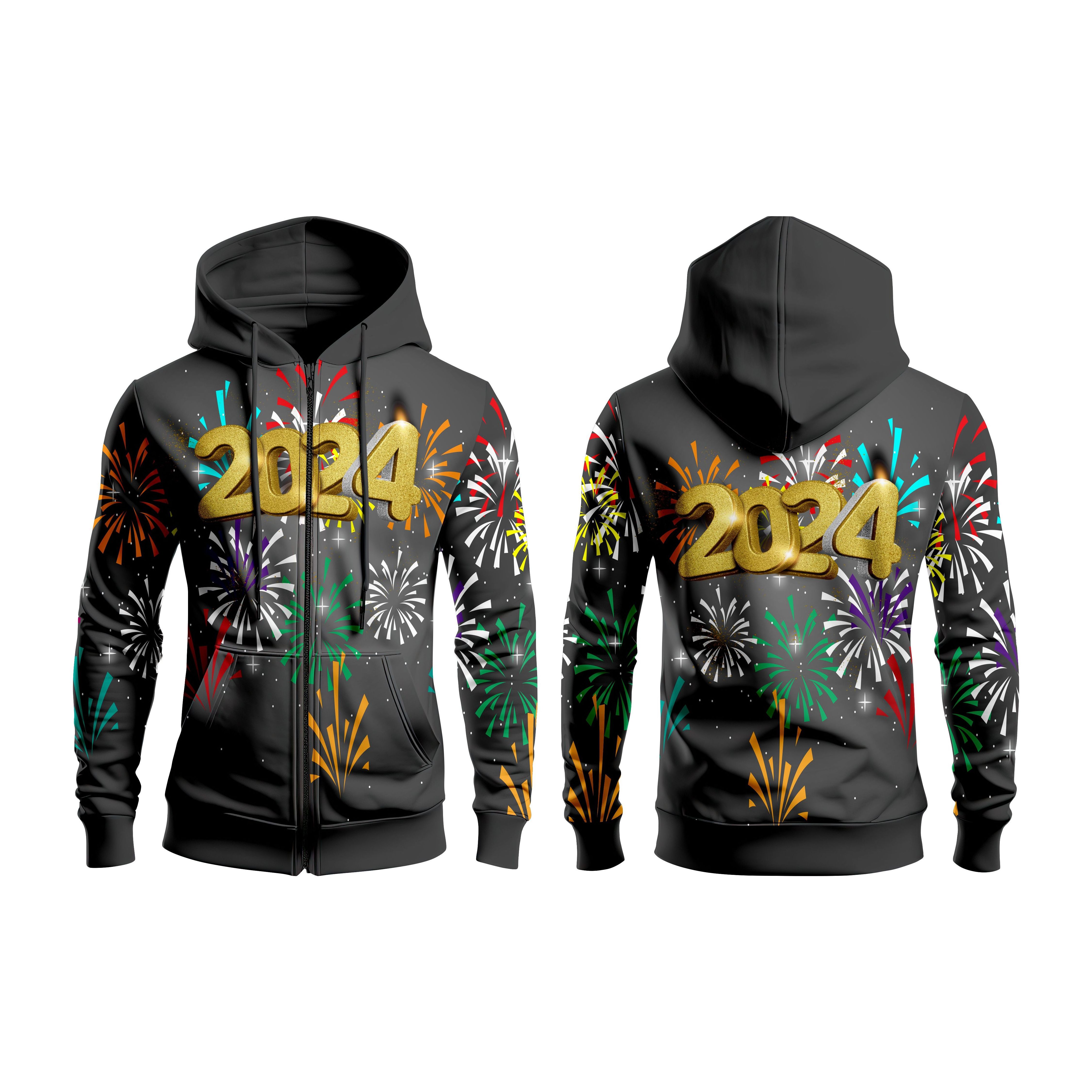 Wholesale Custom Happy New Year Printed Men Hoodie Tapestry Hoodie Fashion Sweater Pattern Design 3D Printing Pullover Hoodie