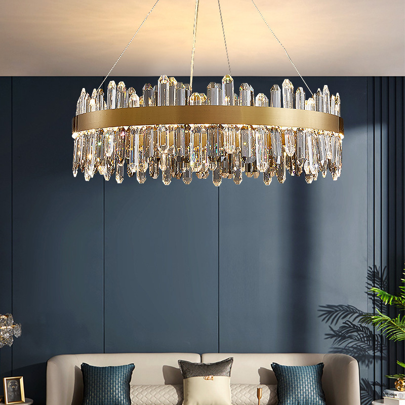 Contemporary Gold Hotel Dining Room Bedroom Pendant Lights Lighting Fixtures Led Ceiling K9 Crystal Modern Luxury Chandeliers