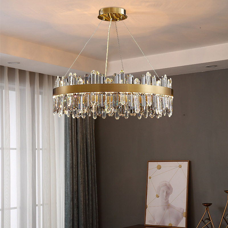 Contemporary Gold Hotel Dining Room Bedroom Pendant Lights Lighting Fixtures Led Ceiling K9 Crystal Modern Luxury Chandeliers