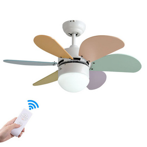 30" Mini Ceiling Fan For Children Room Low Profile Flush Mount Wood Blade Hot Sale Ceiling Fan With Led Lights