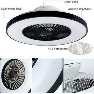 Modern Residential Dimmable Dc Motor Ventilador De Teto Decorative Remote Control Acrylic Light Led Ceiling Fan