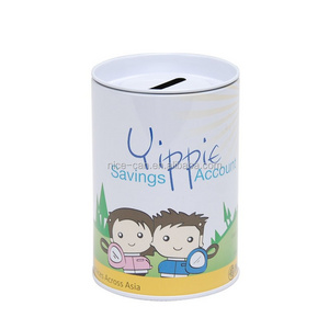 Promotion Gift Coin Bank Metal Containers Money Saving Round Tin Can Custom Tin Box For Money