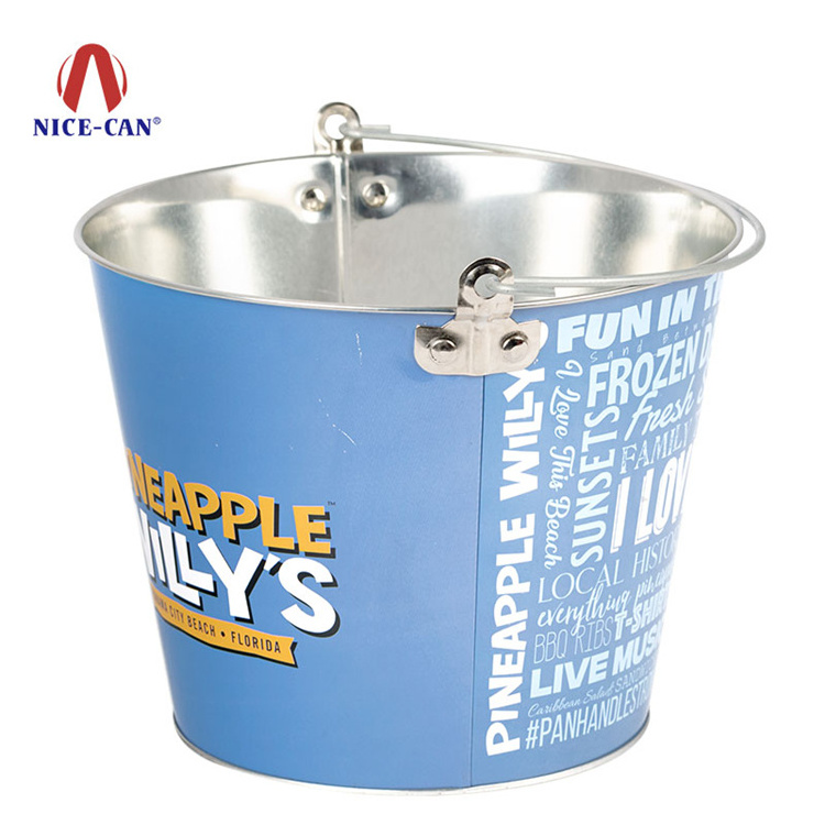 Factory Direct Custom Metal Ice Bucket With Handle Promotion Home Decor Party Beer Tin Ice Bucket