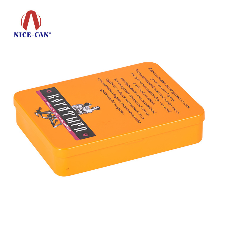 Custom Smoking Accessories Rectangle Tobacco Tin Box Portable Tin Case With Hinged Lid Metal Box For Cigarettes