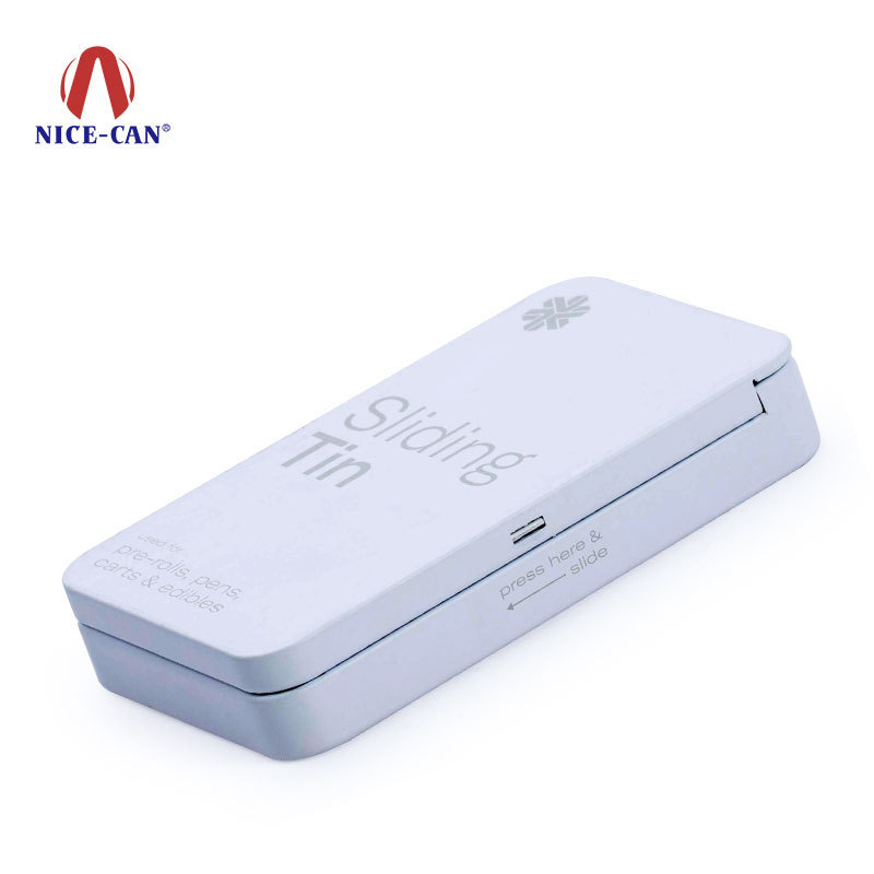 Factory Custom Metal Child Proof Tin Case Mint Candy Pill Child Resistant Slide Tin White Tobacco CR Tin Box