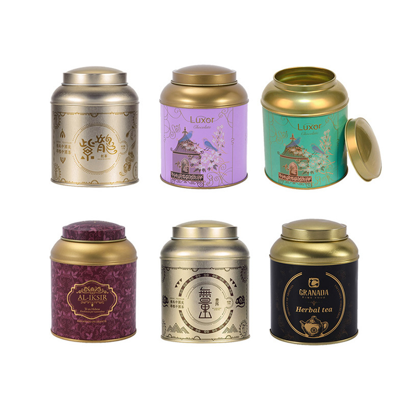 Factory Custom Personalized Luxury Round Tea Tin Can With Airtight Double Lid  Empty Metal Packaging Suggar Coffee Tea Tin Box