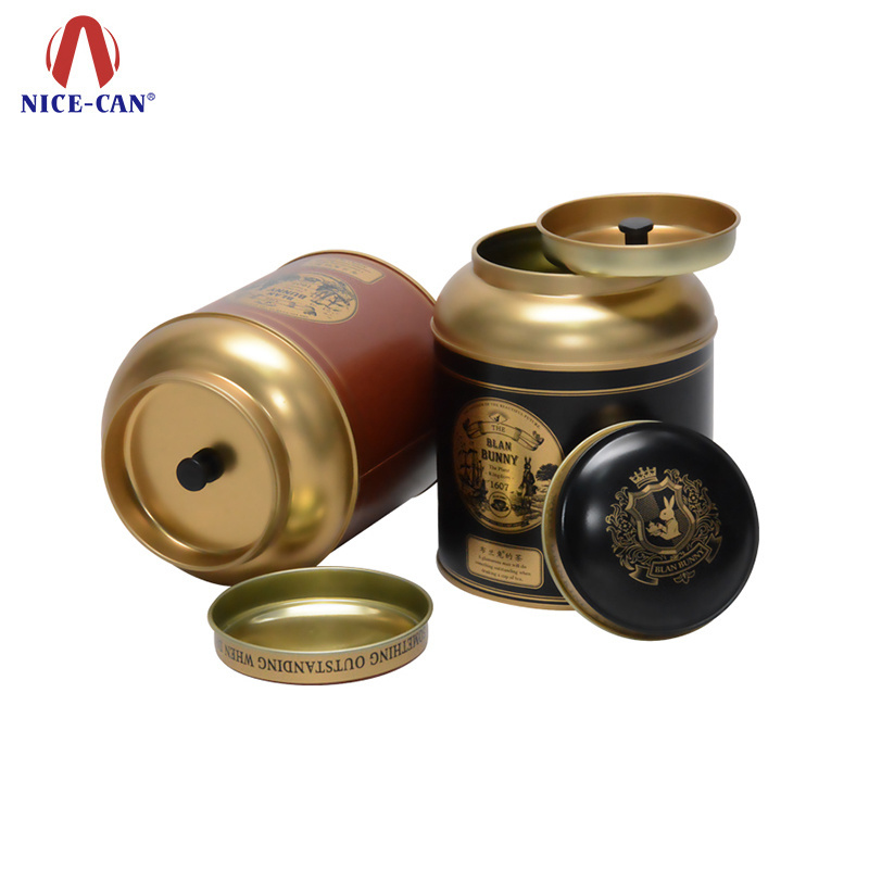 Nice-can Factory Printing Round Luxury Tea Tin Box Spice Powder Coffee Tea Tin Can With Double Lid Custom Tea Tins