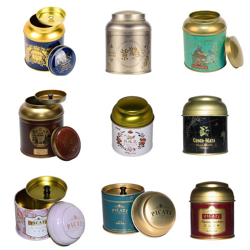 Nice-can Factory Printing Round Luxury Tea Tin Box Spice Powder Coffee Tea Tin Can With Double Lid Custom Tea Tins