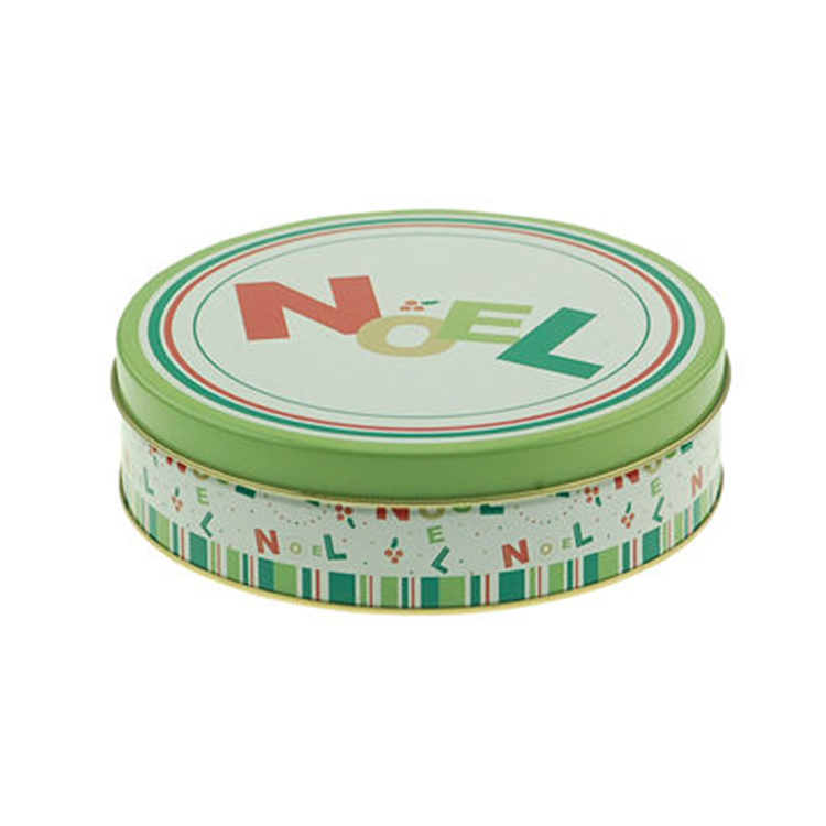 OEM Custom Wholesale Metal Container Butter Cookies Tin Christmas Cake Biscuit Candy Round Cookie Tins With Lid