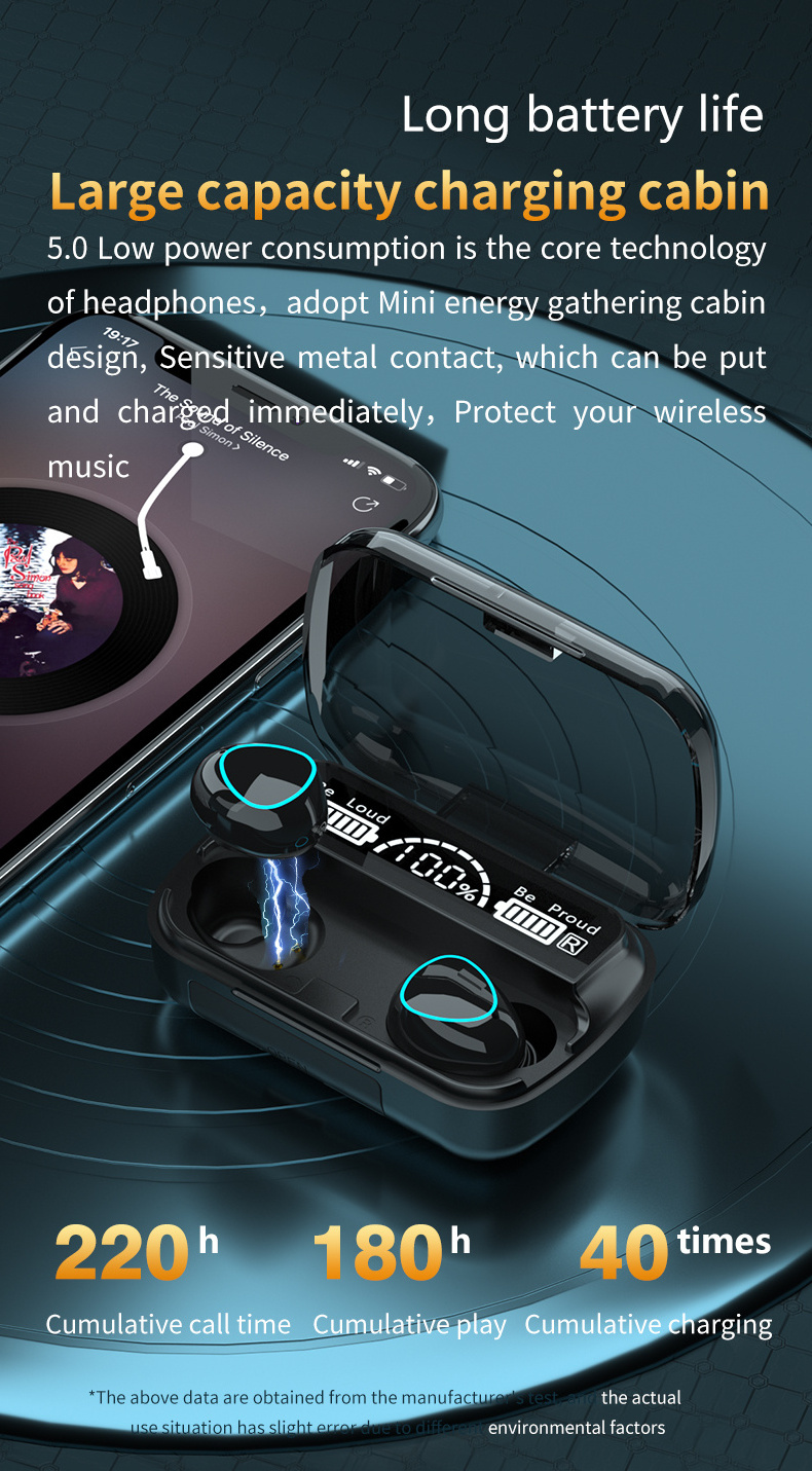 Popular M10 Earbuds TWS 9D BT5.3 Earphone Touch Control Wireless Earphones Stereo Bass Headphone LED Digital Display Earbuds