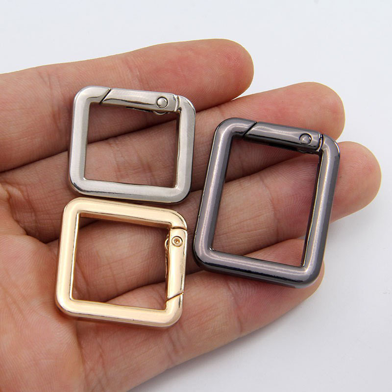 Wholesale Spring Square Ring Carabiner Snap Hook 16/20/25/32mm Rectangle Purse Handbag Metal Spring Ring square carabiner