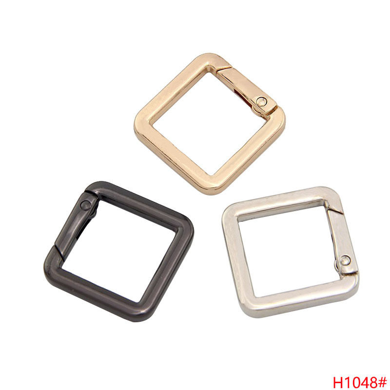 Wholesale Spring Square Ring Carabiner Snap Hook 16/20/25/32mm Rectangle Purse Handbag Metal Spring Ring square carabiner