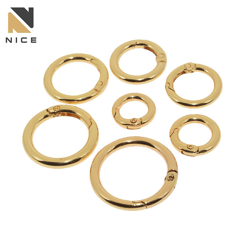 Cheap Custom Metal Spring O Rings Circle Snap Clip Hook Spring Buckles Clasp for Bag zinc alloy ring for bag