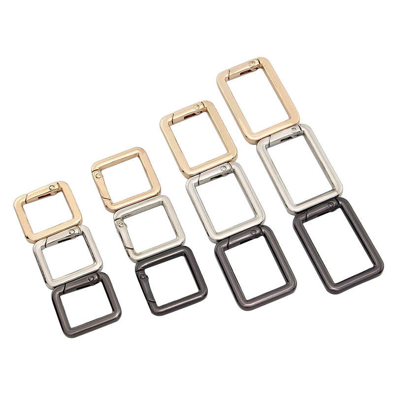 Wholesale Spring Square Ring Carabiner Snap Hook 16/20/25/32mm Rectangle Purse Handbag Metal Spring Ring square carabiner