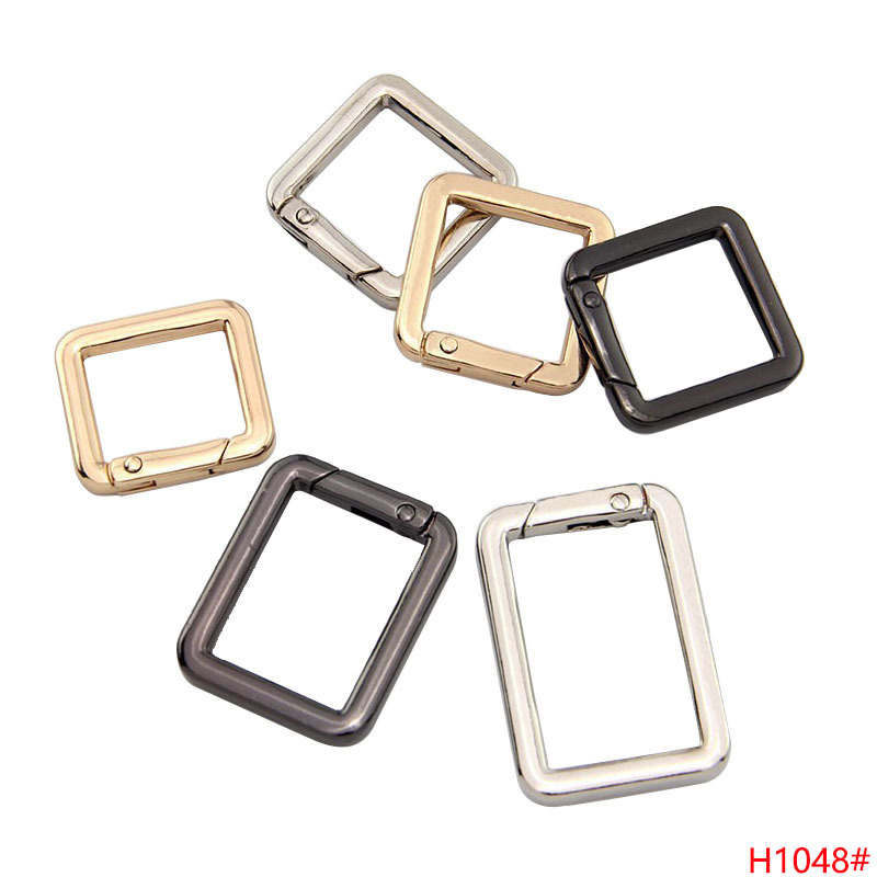 Wholesale Spring Square Ring Carabiner Snap Hook 16/20/25/32mm Rectangle Purse Handbag Metal Spring Ring square carabiner