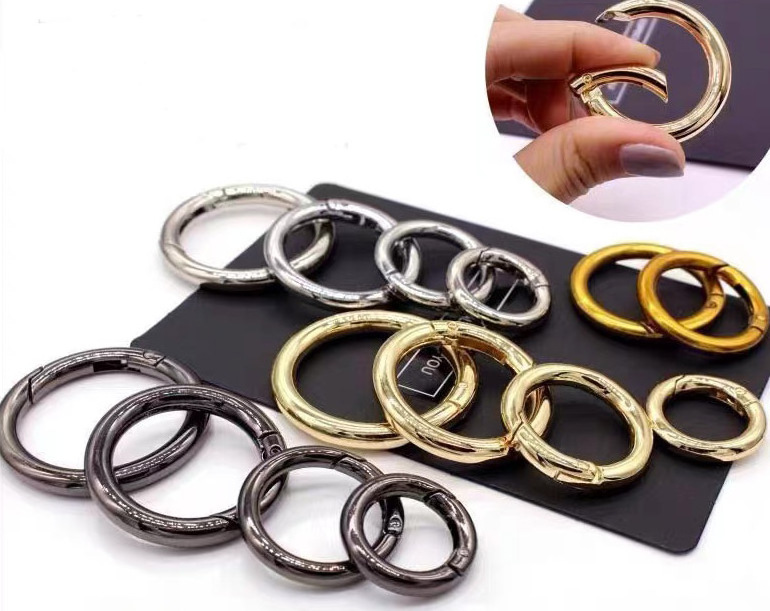 Cheap Custom Metal Spring O Rings Circle Snap Clip Hook Spring Buckles Clasp for Bag zinc alloy ring for bag