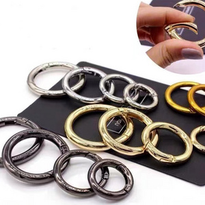 Cheap Custom Metal Spring O Rings Circle Snap Clip Hook Spring Buckles Clasp for Bag zinc alloy ring for bag