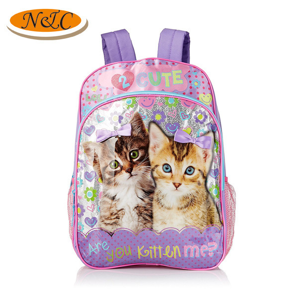 Girls Cute Book Bag Small 3D School Camp Puppy Kitty Cat Backpack