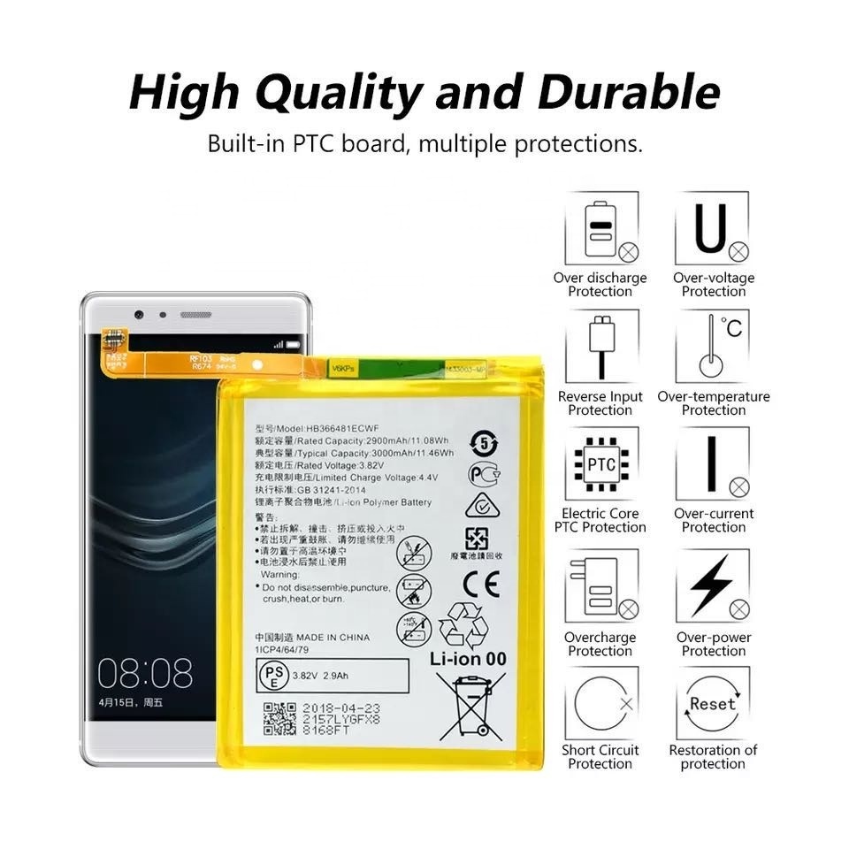 Original For Huawei HB366481ECW Rechargeable Li-ion phone battery For Huawei P9  3400mAh  Mobile Phone Batteries