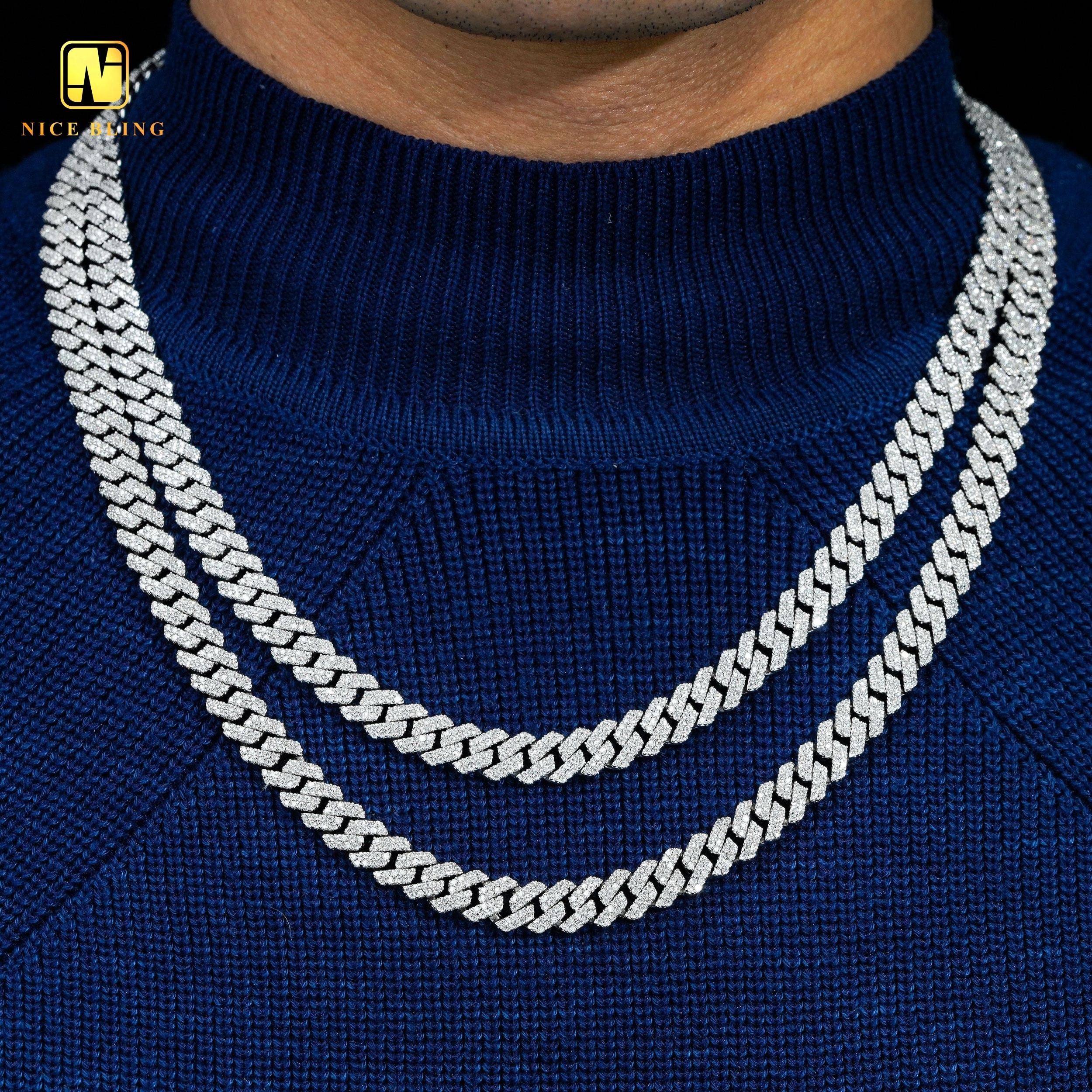 New arrival 925 sterling silver vvs moissanite cuban chains iced out hip hop 8mm miami cuban link chain fashion men necklaces