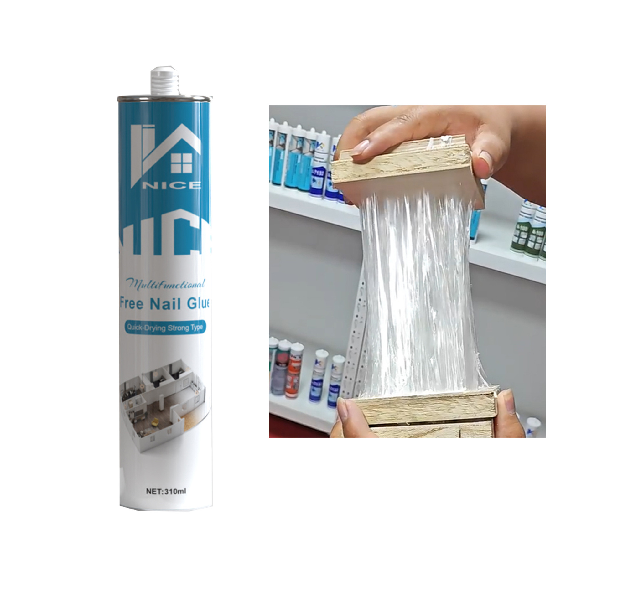 NICE brand super liquid nail bond glue adhesive for pvc wpc wallboard materials