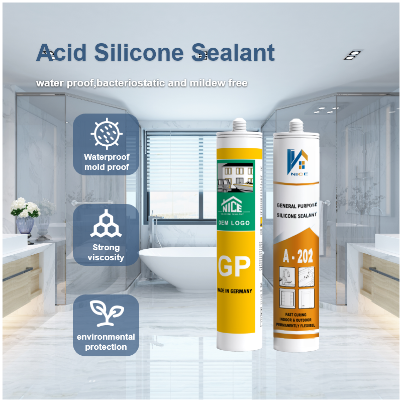 Acid General Purpose Silicone Sealant Acetic Transparent Gp silicone for Bathroom