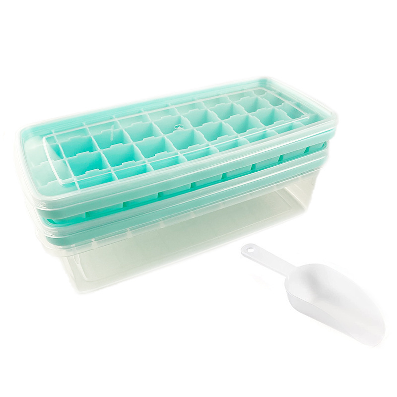 36 cell honeycomb ice cube maker silicone square ice cube tray with container and  scoop