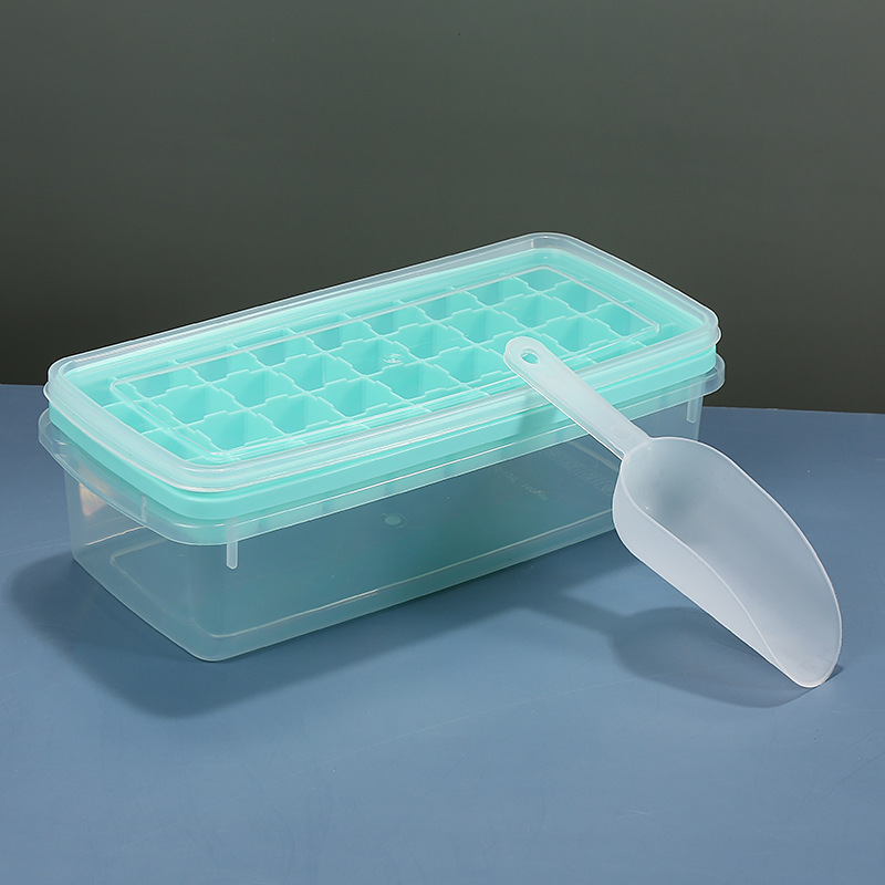 36 cell honeycomb ice cube maker silicone square ice cube tray with container and  scoop