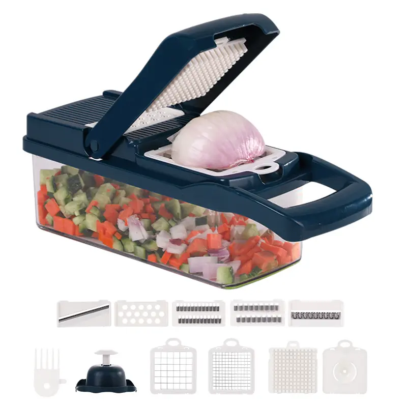 Hot Selling 12-In-1 Kitchen Manual Mandoline Multi-Function Fruit and Vegetable Cutter Onion Dicer and Veggie Slicer