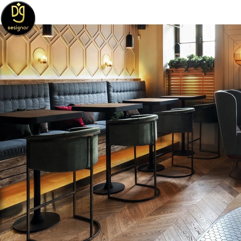 DG Custom Cafeteria Canteen Diner Furniture Restaurant High Back Bench Leather Sofa Booth Seating