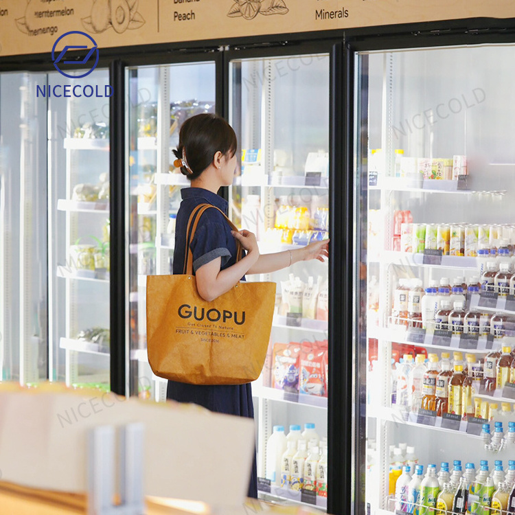 Display Walk in Cooler and Freezer Cold Room with Glass Door for Supermarket Drinks