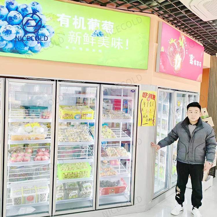 Custom Supermarket Display Cooler Walk in Freezer Cold Room 6 Glass Doors for Beer