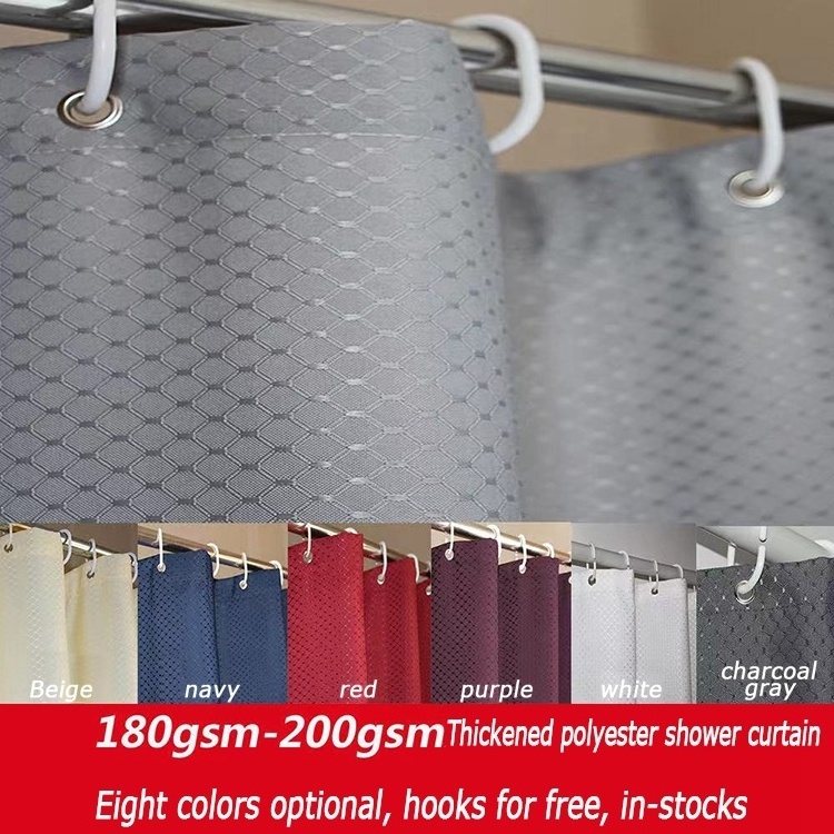 Bindi New Arrival Mildew Resistant Waterproof Polyester Red Waffle Weave Hookless Bathroom Shower Curtain