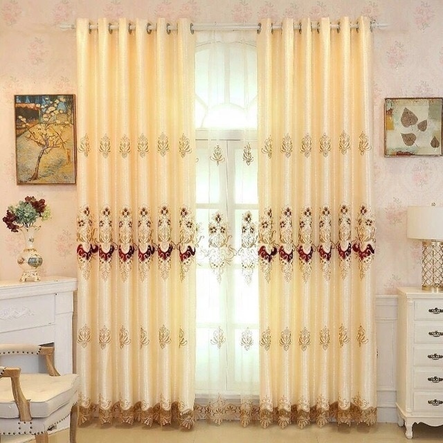 Bindi Ready Made European Style Luxury Fabric Embroidery Curtains for the Living Room