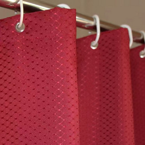 Bindi New Arrival Mildew Resistant Waterproof Polyester Red Waffle Weave Hookless Bathroom Shower Curtain