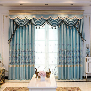 2024 New 100% Polyester Drapery Fabric Pelmet Blackout Window Curtain with Valance