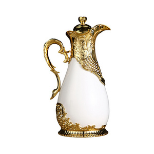 0.5L 0.8L gold white turkish arabic arab thermal thermos tea vacuum coffee pot with glass inner