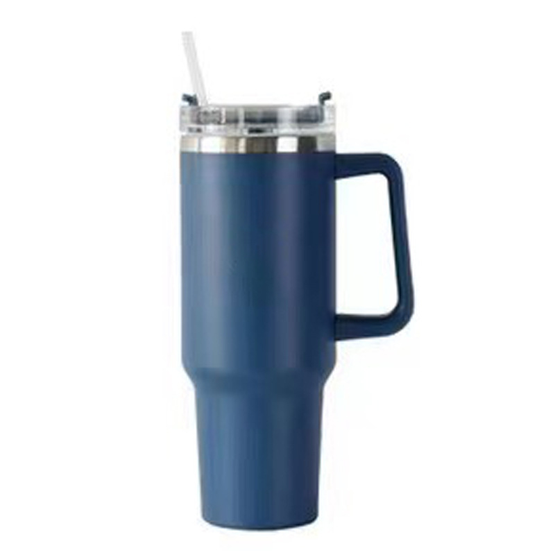 Custom stainless steel double wall vacuum metal straw cup travel coffee mug 40oz tumbler with handle