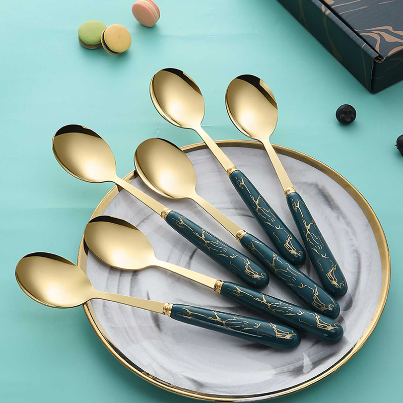 wholesale Stainless steel western cuisine dessert spoons high quality tableware 6pcs spoons set coffee spoons