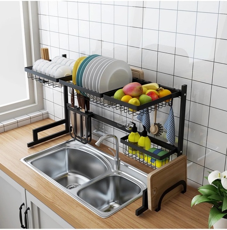 Kitchen Stainless Steel Dish Drying Rack Over Sink Storage Shelf Countertop Space Saver Display Stand organizer