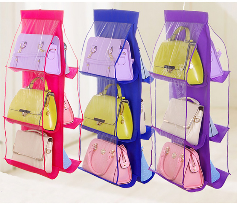 Hot Selling Transparent Double sided six layer hanging bag non-woven storage Organizer for Wardrobe Closet