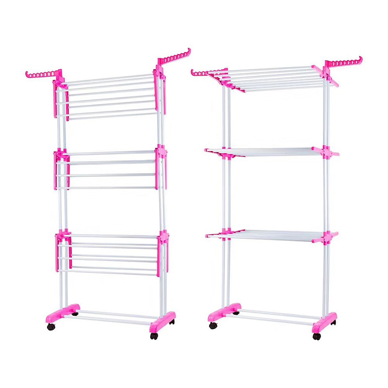 Movable folding spray painting clothes hanger 3 layers clothes hanger Laundry Drying Rack