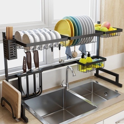 Kitchen Stainless Steel Dish Drying Rack Over Sink Storage Shelf Countertop Space Saver Display Stand organizer