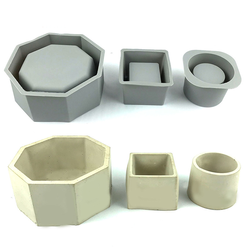 OEM ODM Hexagon Round Square molds silicone DIY Succulent Plant Mould Concrete Planter Silicone Flower Pots Molds