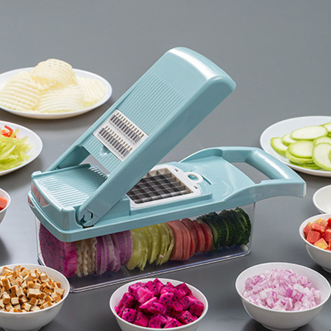 Multifunctional Salad Vegetable Cutter chopper 12 In 1 Kitchen Gadget Fruit Slicer Grater Shredder with Drain Basket